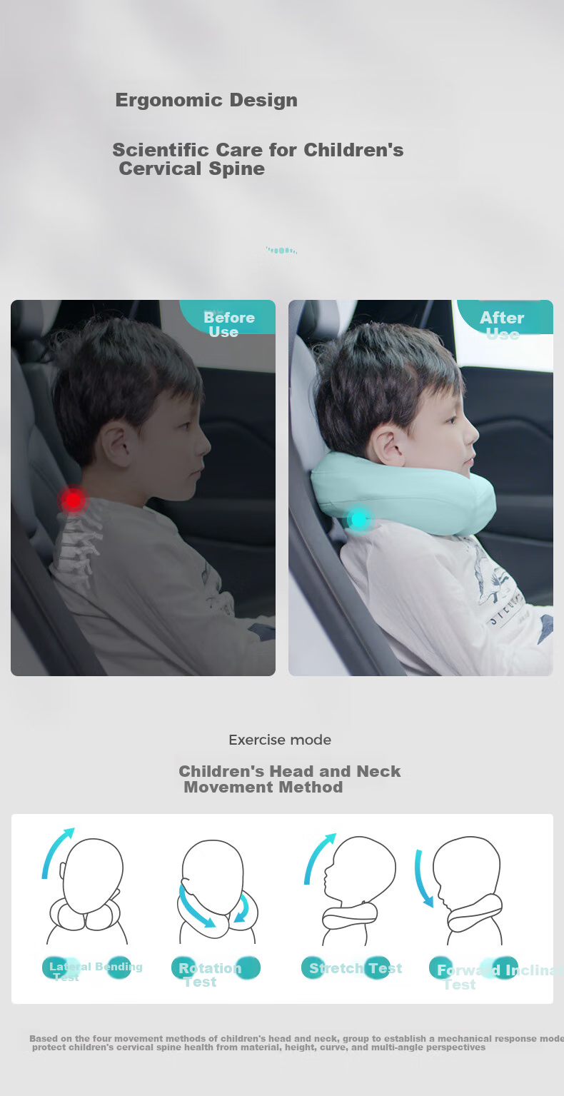 P.Health Children's U-Shaped Pillow, Baby Travel Safety Seat Cushion, Infant Pillow, U-Shaped Neck Support Pillow, for Ages 1-6, Elf Gree 4