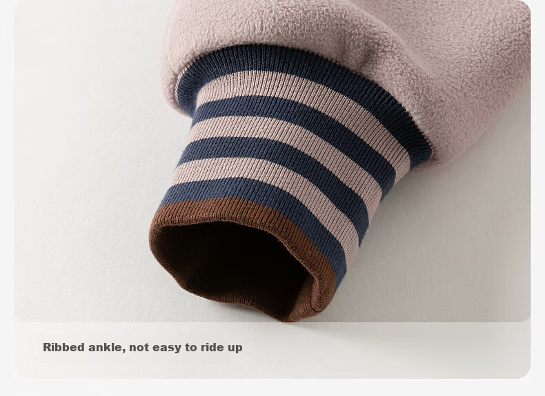DAVE & BELLA Children's Knit Pants for Girls And Boys, Autumn And Winter Fleece-Lined Joggers with Elastic Cuffs 3