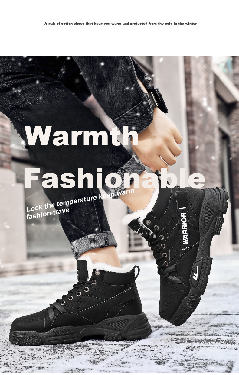 Huili Men's Martin Boots, 2025 Autumn And Winter New Style Men's Fleece-Lined Snow Boots, Warm Work Boots, Cotton Shoes, Khaki, Size 41 2