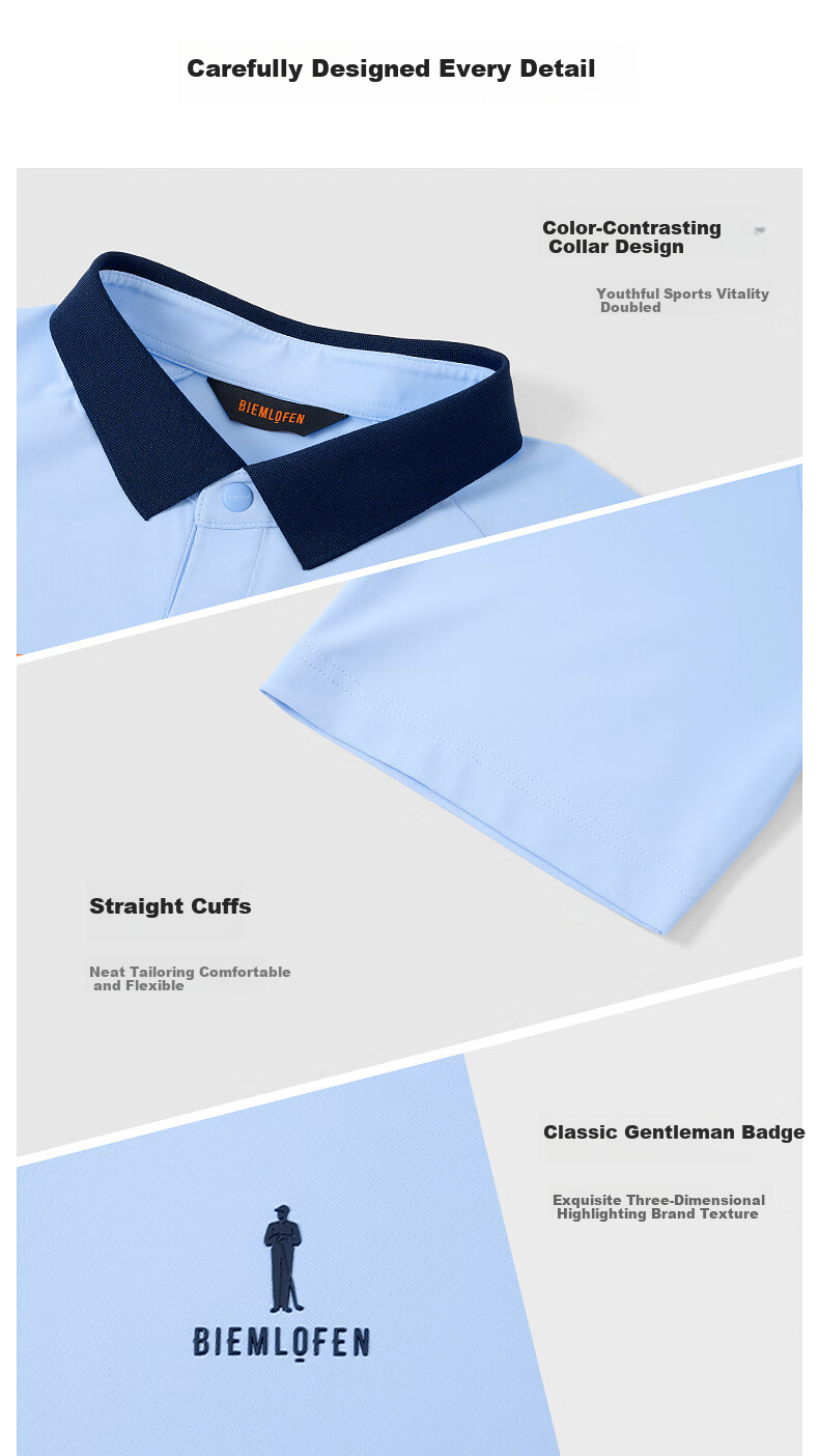 Biyinlefen Refreshing Comfortable Skin-friendly Spring Summer Men's Casual Sports Outdoor Polo Shirt with Short Sleeves and Turn-down Collar 15