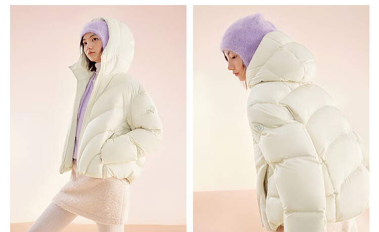 BOSIDENG Women's Off-Season 90% Down Thickened Hooded Loose Short Casual Warm Jacket Winter 13