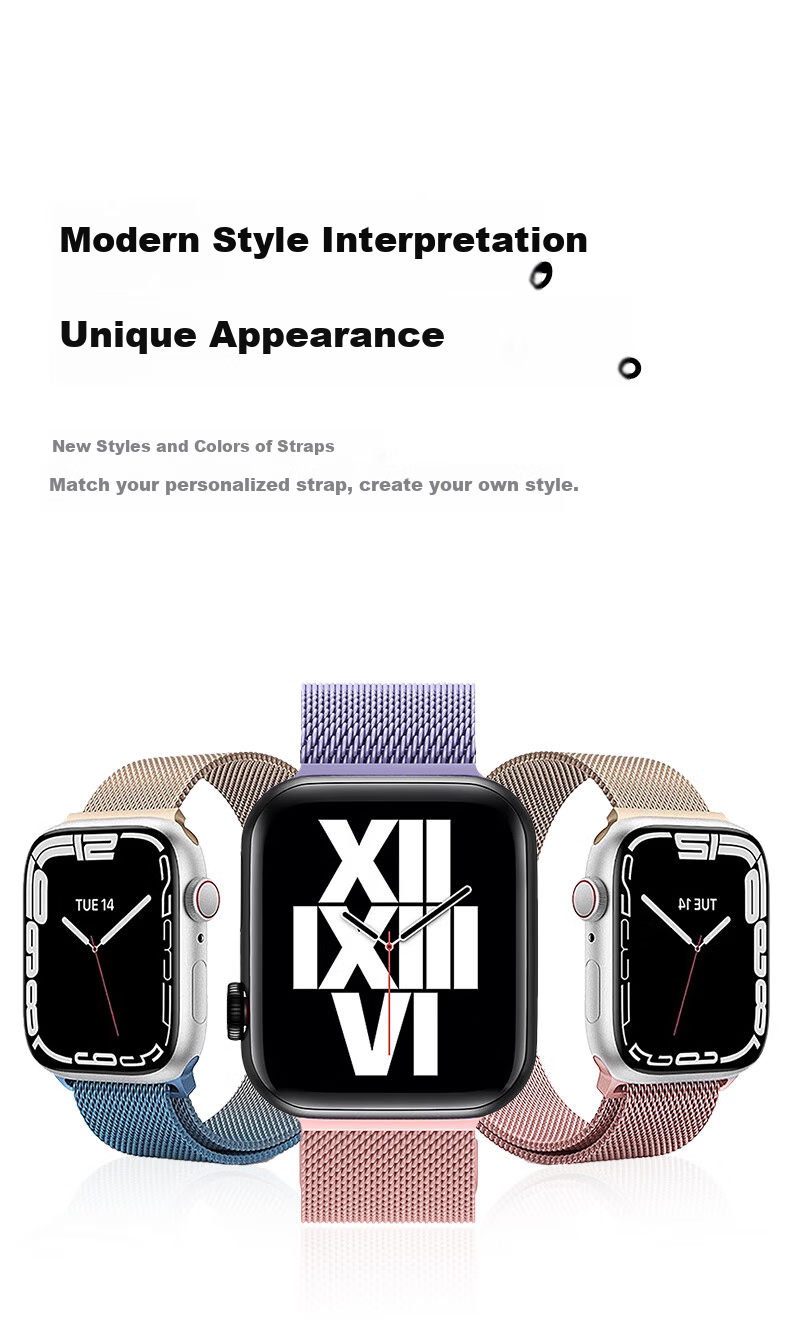 Mashi Compatible with Apple Watch Band for Women, Stainless Steel Milanese Loop Magnetic Strap for Ultra 4/3/iWatch S12/11/10/9/8/7/SE Breathable Wristband 3