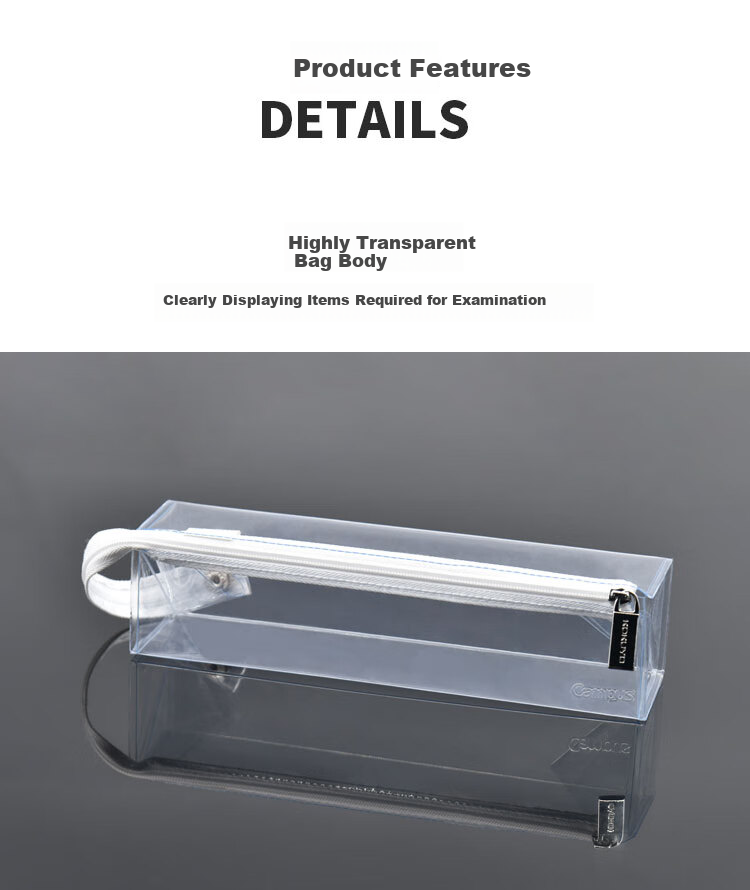 KOKUYO Campus Transparent Pencil Case, C2-R Student Storage Pencil Box, PVC Waterproof Pencil Case for Middle School Entrance Exam, College Entrance Exam And Postgraduate Entrance Exam, WSG-PC22T 3