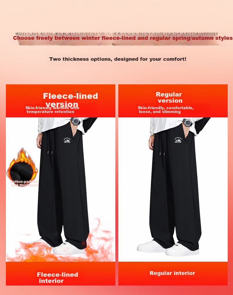 Warrior Men's Winter Fleece-Lined Thickened Warm Cotton Sports Pants Running Fitness Loose Casual Trousers 2