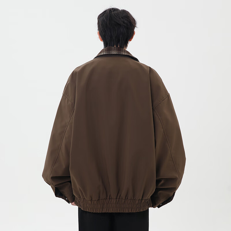MAYBEYOND Men's American Style Lapel Jacket Autumn Winter Casual Cool Two-in-One Versatile Premium Coat MW11 Brown 2XL