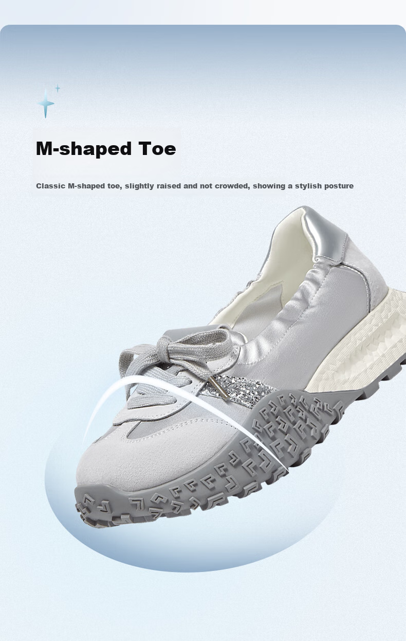 Basto [Little Carp] Thick Sole Ballet Training Shoes A-Gan Shoes Women's Casual Shoes D3063BA5 Silver Gray 38 7