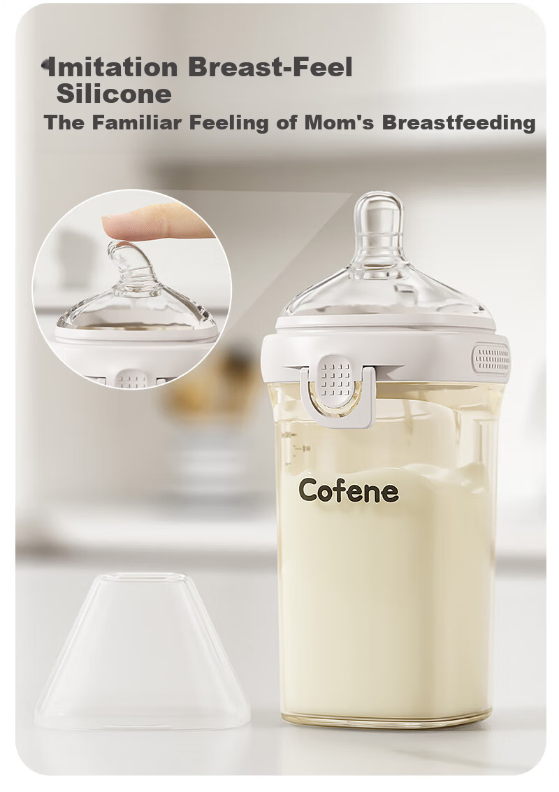 Cofene Baby Flip-top Anti-Colic Bottle 0-3 Months Newborn PPSU Wide Neck Breast-like Nipple 240ml 7