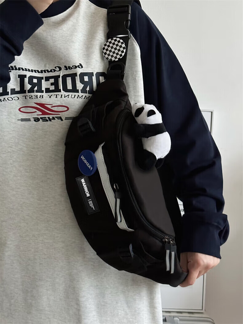 Huili Crossbody Bag for Men, Harajuku Workwear Style Sports Waist Pack, New Hong Kong Style Versatile Casual Student Cycling Shoulder Chest Bag for Wome 2