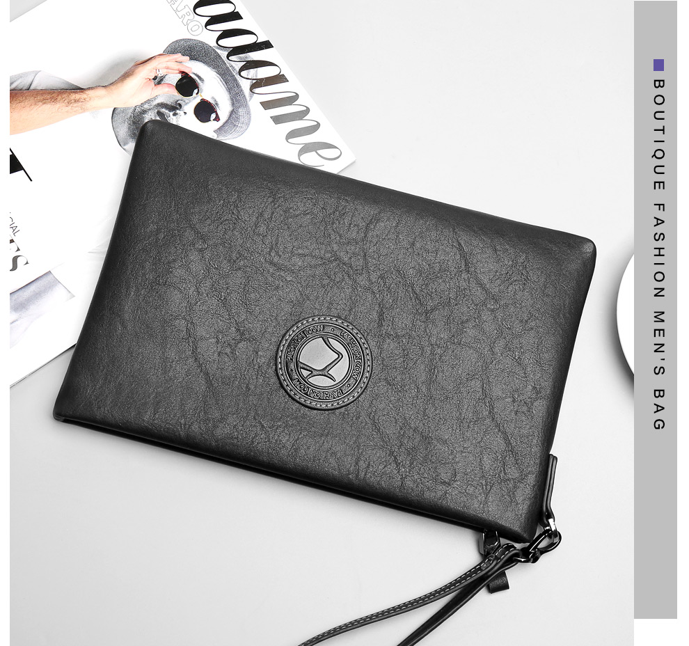 COW Men's Large Capacity Multifunctional Clutch Wallet Card Holder Envelope Zipper Bag 9808 7