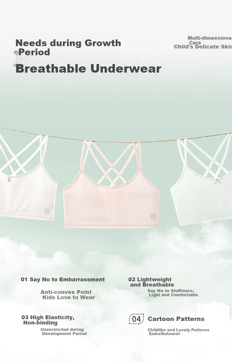 LangSha Girls' Modal Developmental Underwear First Stage Elementary School Children's Camisole Girls' Spaghetti Strap Bra 2