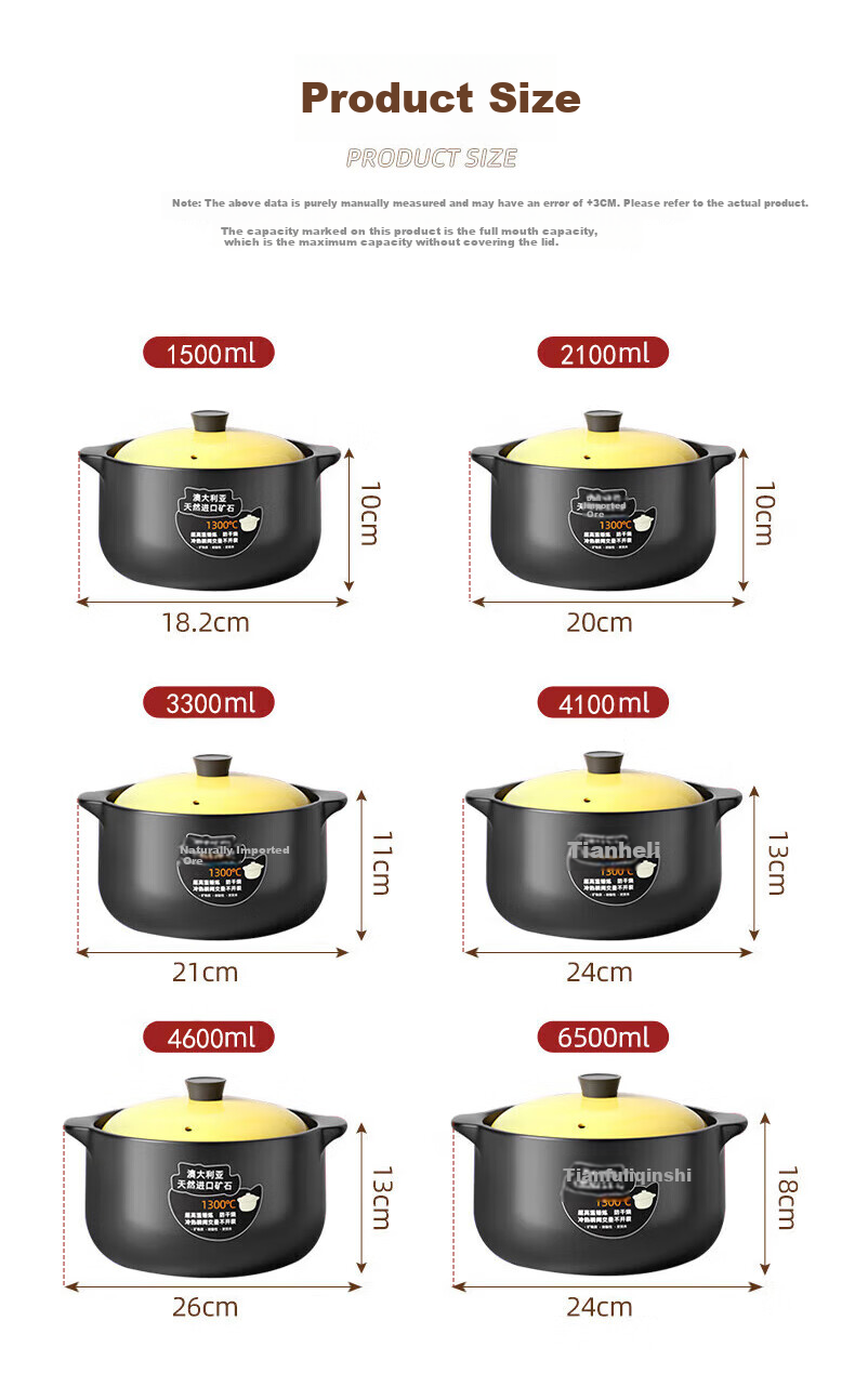 Quanpinwu Ceramic Casserole Stew Pot, Gas Stove Compatible, Large Capacity, for Home Use, Cooking Porridge, Soup Pot, Traditional Chinese Stew Pot 12