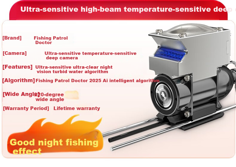 Xunyuboshi 360-Degree Rotating Underwater Fish Finder, Ultra-High Definition Probe, 4.3-Inch HD Screen + 360-Degree Temperature-Sensing Deep Head + 30 Meters 4