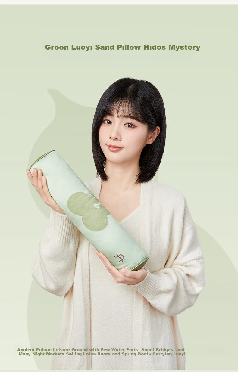 Zhenbuer Green Lotus Silk Sand Pillow Cervical Pillow with Pillowcase, Skin-Friendly Sleep Aid Hard Pillow, Birthday Gift, Practical Holiday Present 15