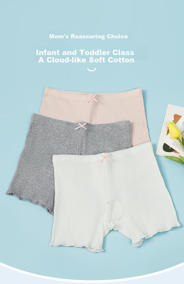 Hodohome Girls' Underwear, Class A Cotton-Spandex Safety Shorts, Lightweight Breathable Anti-Exposure Base Layer Shorts, 302 Set Two 160 4