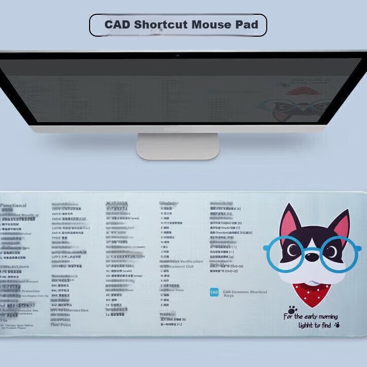 BUBM Quick Key Rubber Mouse Pad Desk Mat, Thickened Large Size Student Office Computer Desk Mat, Complete Quick Key Set, Puppy CAD Quick Key Style, 90*40*0.3cm