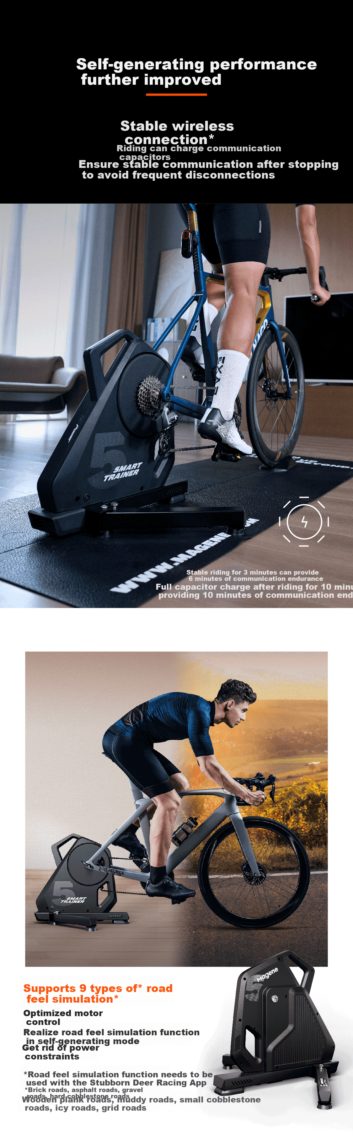 Magene T500 Intelligent Cycling Stand, Direct Drive Indoor Mountain And Road Bike Self-Powered Power Training Stand, Cycling Rack 9