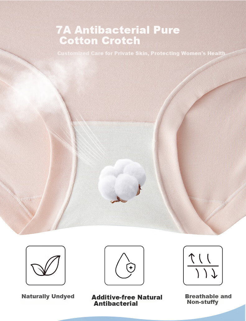 Yiershuang 4-Pack First-Class Women's Mid-Rise Underwear, 60 Count 7A Antibacterial Xinjiang Cotton Crotch Triangle Panties for Wome 5