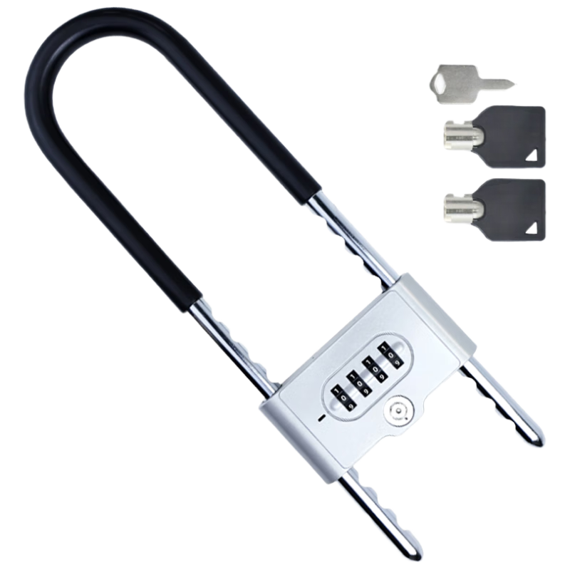 HOTUN Glass Door Lock, Password Lock for Office And Shop, Double-Opening U-Shaped Lock, Password Resettable, Key Available to Unlock, 801B350