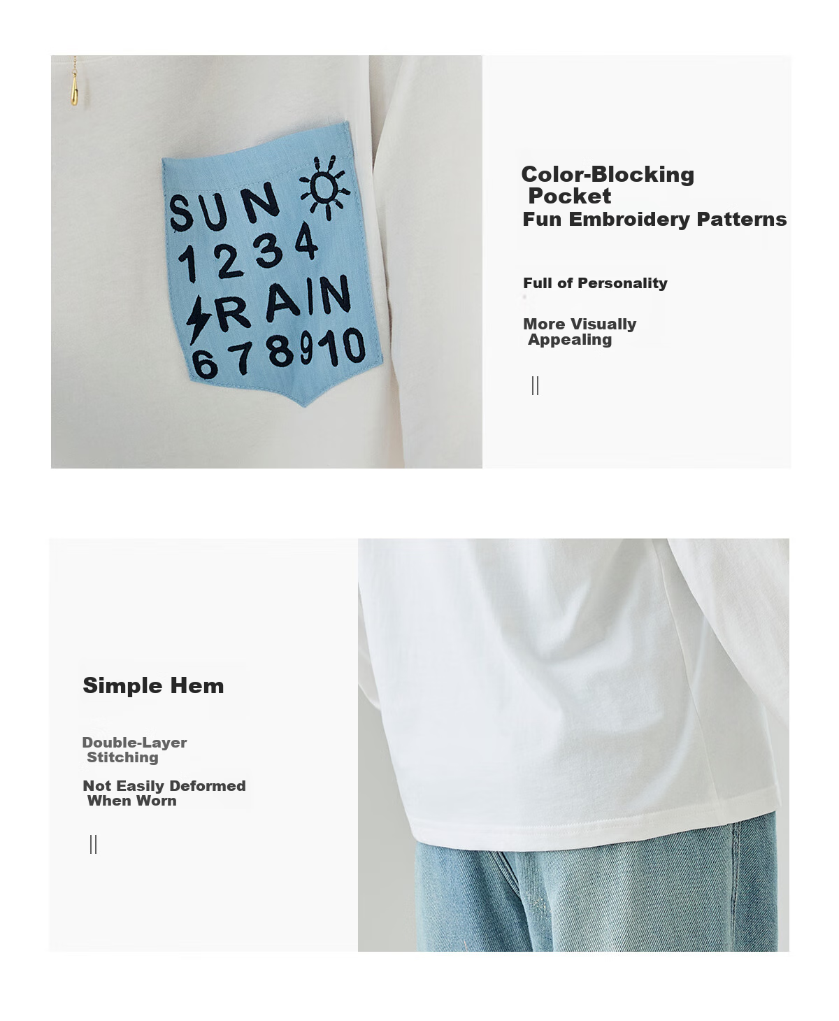 Chushen Spring And Autumn Long-Sleeve T-Shirt for Women, Versatile Letter Patchwork Round Neck Base Shirt, Casual Loose Top S143T2014 5