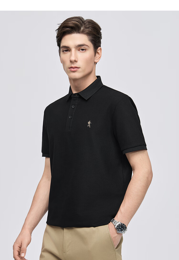 Dance with Wolves [Instant Cooling] Premium Fabric Summer Men's Commuter Antibacterial Short Sleeve Polo Shirt 001 Black XL 15