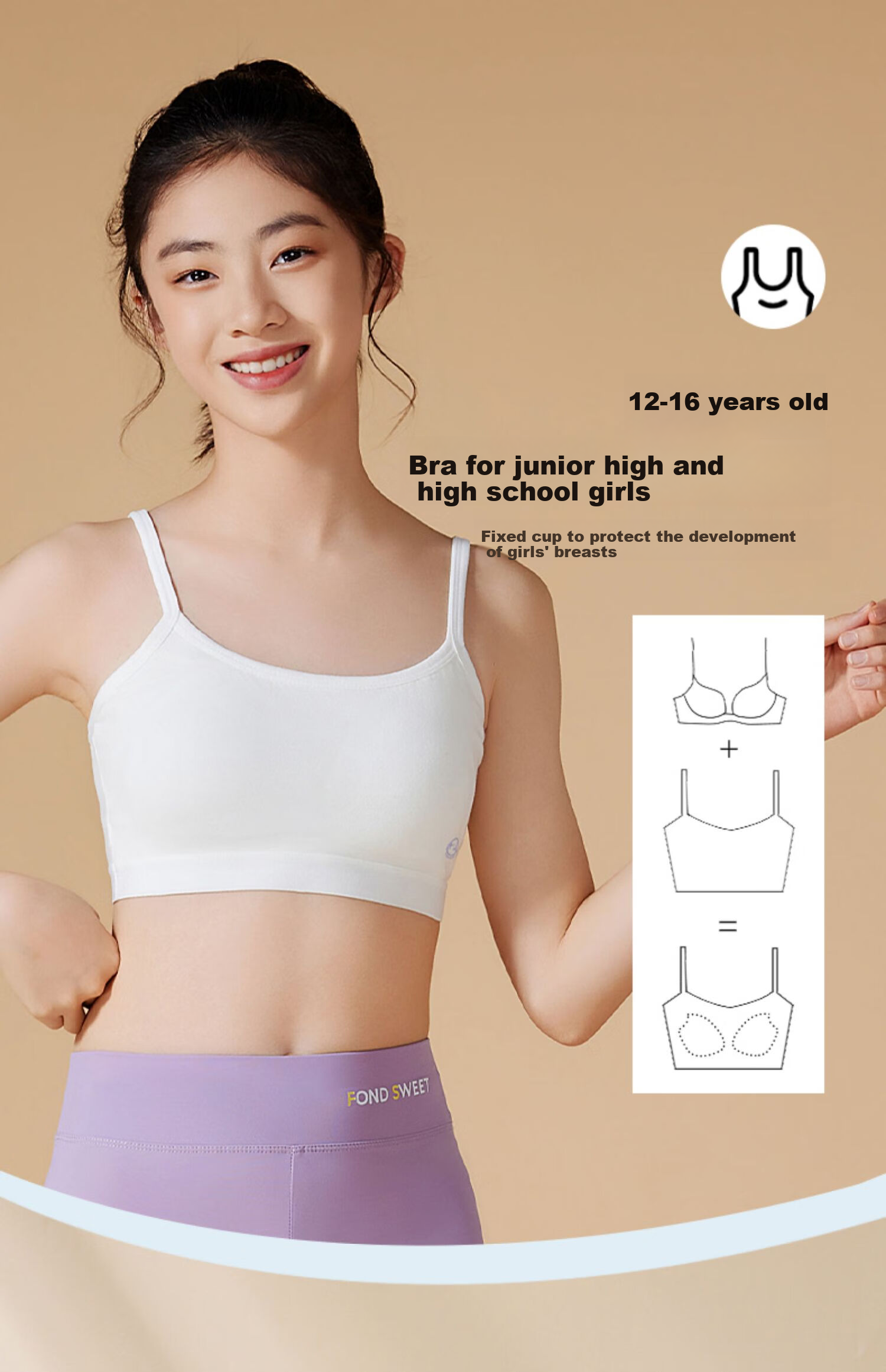 Ziyouxi Girls' Underwear, Puberty Student Bra, Middle School Girls' Second Stage Sports Anti-Shock Bra, Camisole 5