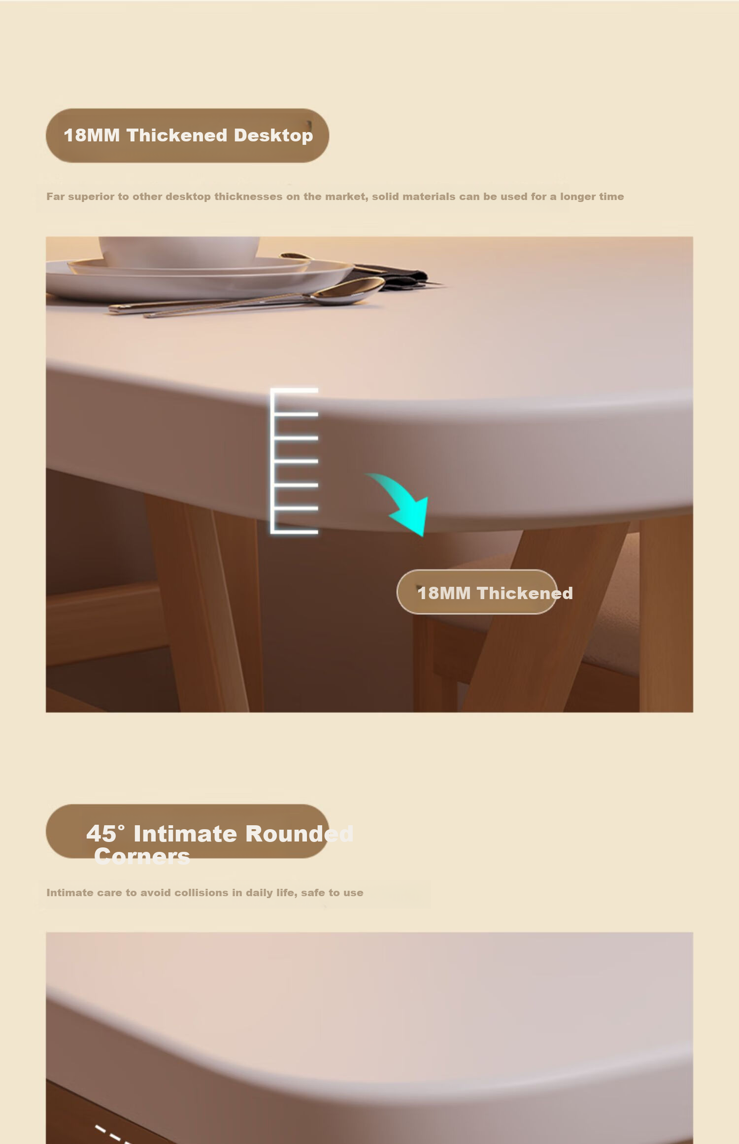 Qianxihuafu Dining Table, Light Luxury High-End Home Dining Table, Small Apartment Simple Table, Rental House Small Restaurant Table, Warm White Color, 100 9