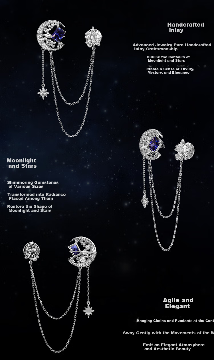 Eternelle French Eternal Moonlight Starry Sky Brooch, High-End Fashion Tassel Lapel Pin, Autumn And Winter Pin, Brooch Flower 4