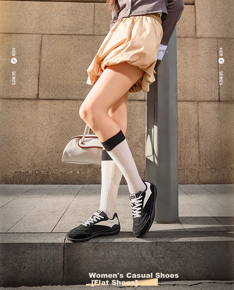 361° Sports Flat Shoes 2 Spring Summer Miu Series Women's Thin Sole T-Strap Derby Casual Sneakers 682626710F-5 1