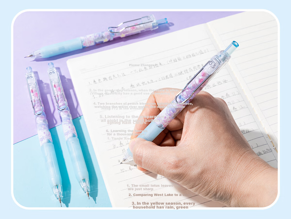 IiGEN Mechanical Pencil Stationery Sanrio Elementary School First Grade 0.5mm Soft Rubber Grip Low Center of Gravity Not Easily Broken Pencil School Supplies Essential Mechanical Pencil Pochacco One Piece 9611 18
