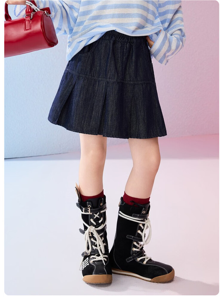 ASK JUNIOR Kids Skirt 2026 Spring Pleated Half Skirt School Style Girls' Mid-Length Skirt Short Skirt 12