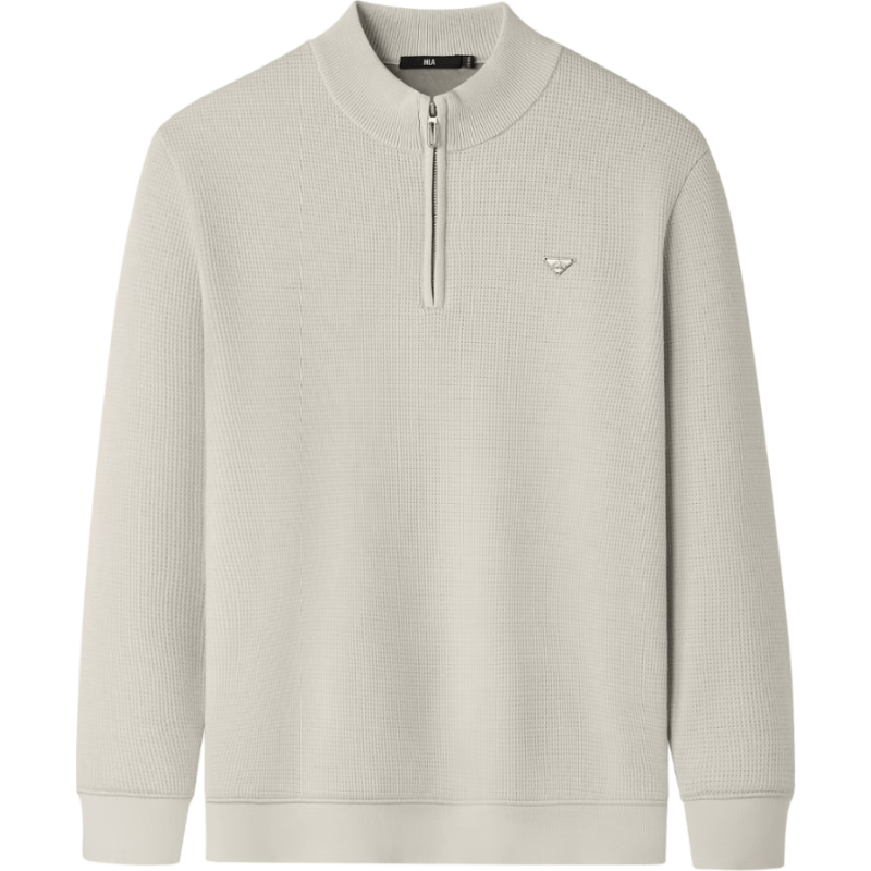 HLAHLA Men's Warm Knit Sweater Half-Zip Fleece-Lined Thickened Stand Collar Winter New Year