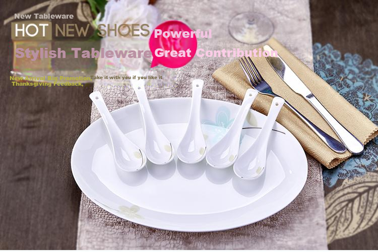 Remec Bone China Fragrant Soup Spoons, Set of 6, Ceramic Spoons, Rice Spoons, Simple Bone China Spoons 2