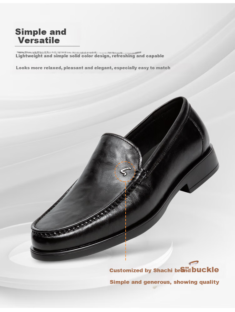 SATCHI Men's Shoes, Cowhide Leather Men's Dress Shoes, Massage Derby Shoes, Business Casual Shoes, 212482228Z, Black, Size 40 3