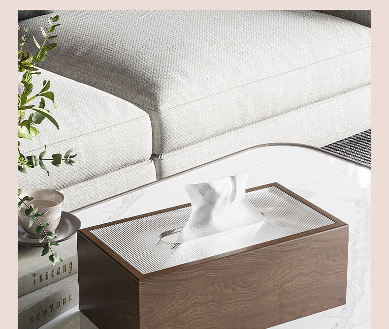Bingyou Wooden Tissue Box, Paper Towel Holder, Dual-Use for Living Room And Office, Large Capacity Storage Organizer 22