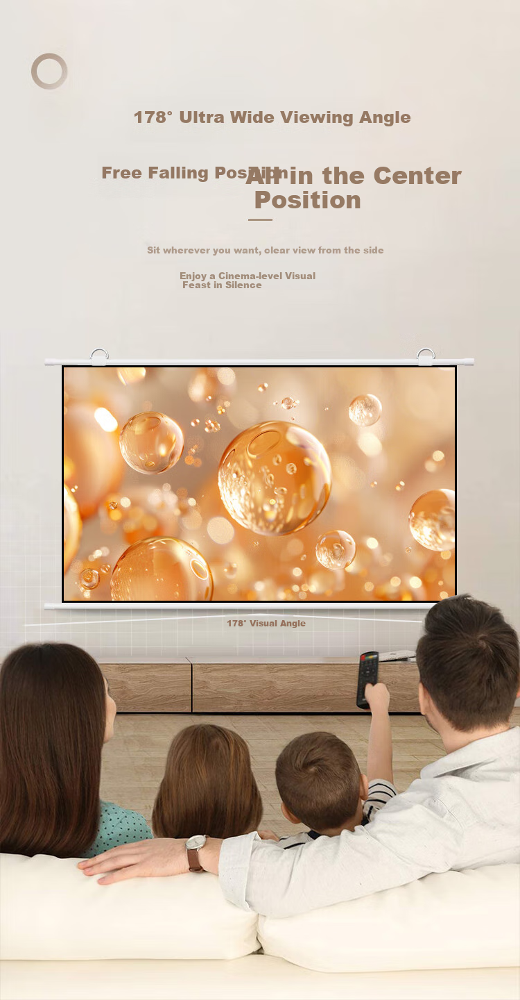 Zhiying Projector Home Screen 72-Inch 16:9 Wall-Mounted White Plastic Screen Office Display High Definition 4K Home Theater Compatible with XGIMI, Jmgo, Xiaomi, Xiaoming, Dangbei, Epson, BenQ 6