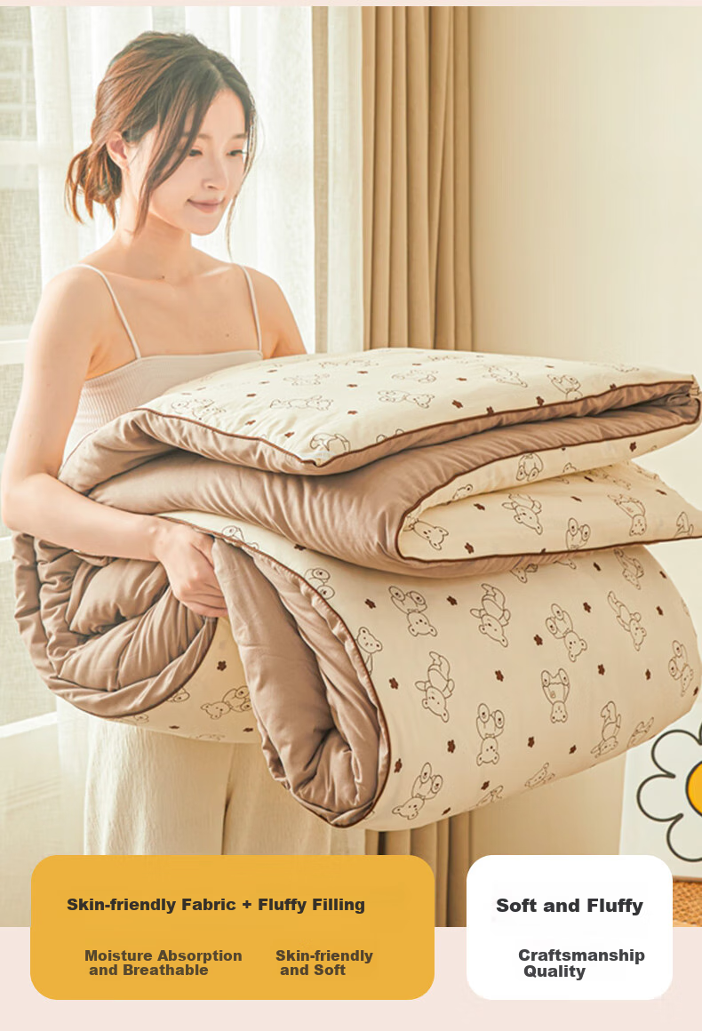 Wuyinliangpin Antibacterial Ultra-Soft Fiber Quilt, Spring And Autumn Air Conditioning Comforter, All-Season Quilt for Home Use, Double Size, 6 Jin (3 Kg), 200*230cm, Little Bear Doctor 3