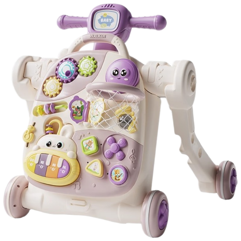 Wanletu Baby Walker Toddler Push Car Anti-Tip Walking Aid Multifunctional Activity Panel Play Table Birthday Gift