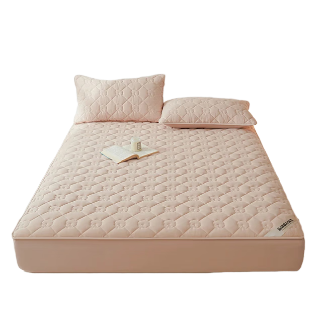 Hodo Class A Pure Cotton Antibacterial Fitted Sheet, Single Piece Thickened Bed Cover, Home Use Mattress Protector Cover, 1.8*2 Meters, Coffee Color