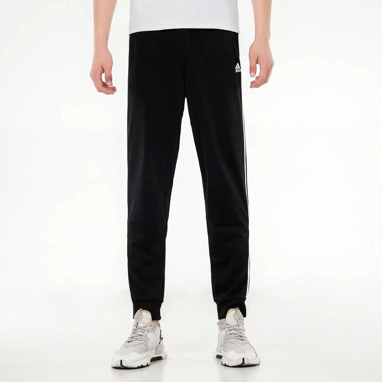 Adidas Men's Breathable Casual Sweatpants Fitness Running Pants Black and White Tapered 3XL 6