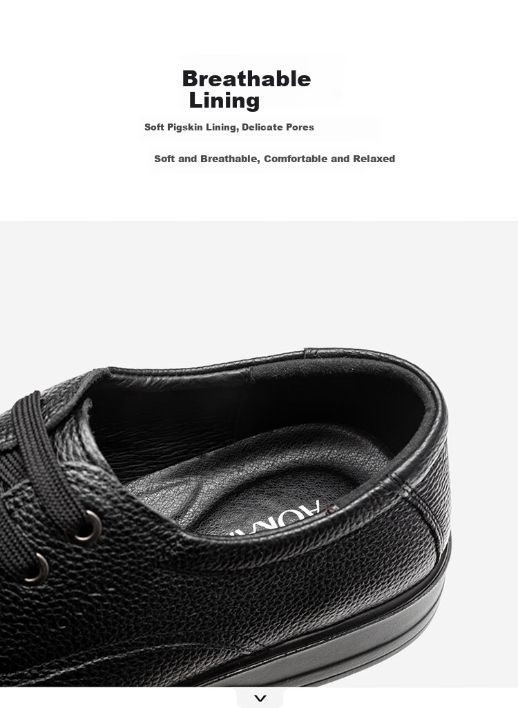 Aokang Leather Shoes for Men, Casual Business Shoes, Comfortable Work Lace-Up Formal Shoes, British Style Footwear, Black, Size 40 5