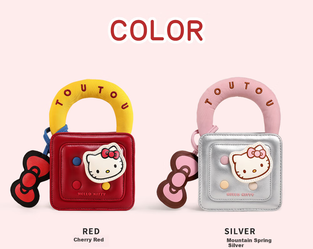 Toutou Birthday Gift, HelloKitty Shoulder Bag, Sanrio Waffle Bag, Red Hello Kitty Zodiac Year Souvenir 7