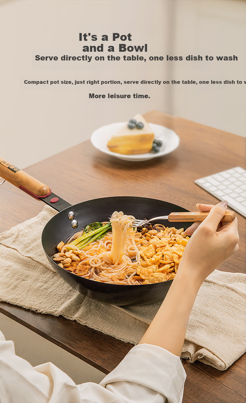 Zhongkang Mini Small Iron Wok Stir-Fry Pan, Non-Coated Traditional Pure Iron, Lightweight for Home Use, Rust-Resistant, Compatible with Induction And Gas Stoves, 26cm 5