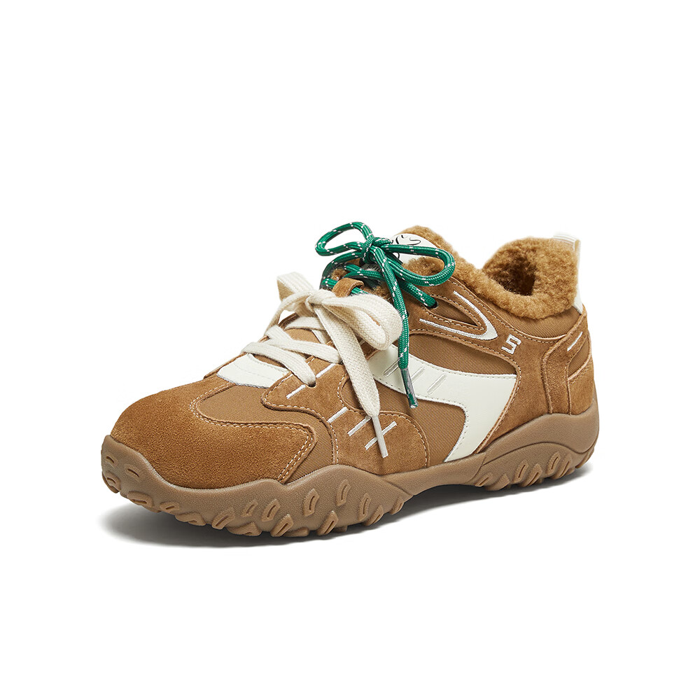 BASTO 25 Winter Training Shoes Retro Sports Fleece-Lined Women's Casual D3591DM5 Camel Beige Size 38