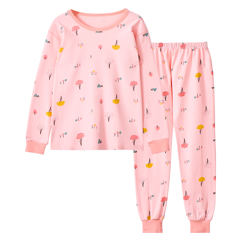 LangSha Kids Underwear Set Girls Autumn Winter Cotton Thermal Top and Bottom Pajamas for Older Children and Teens 170