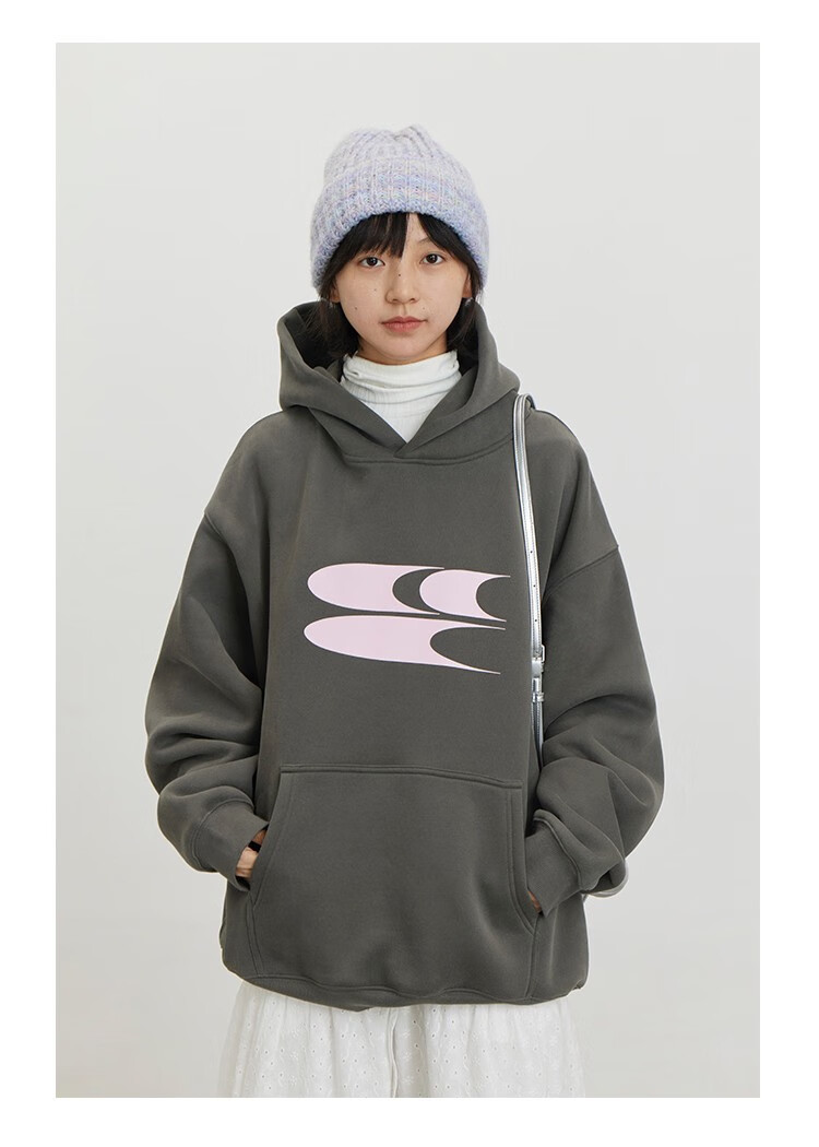 CryingCenter Logo Print New Style Fleece-Lined Thickened Xinjiang Cotton Hoodie Dark Green L 12