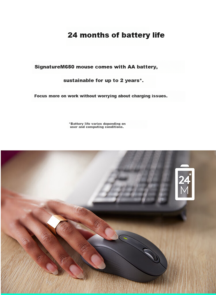 Logitech M650 Enterprise-Grade Wireless Bluetooth Dual-Mode Mouse for Apple And PC, Business Procurement Premium Series, Small And Medium-Sized Hand, Commercial Edition, Black M [Order Bonus] 8