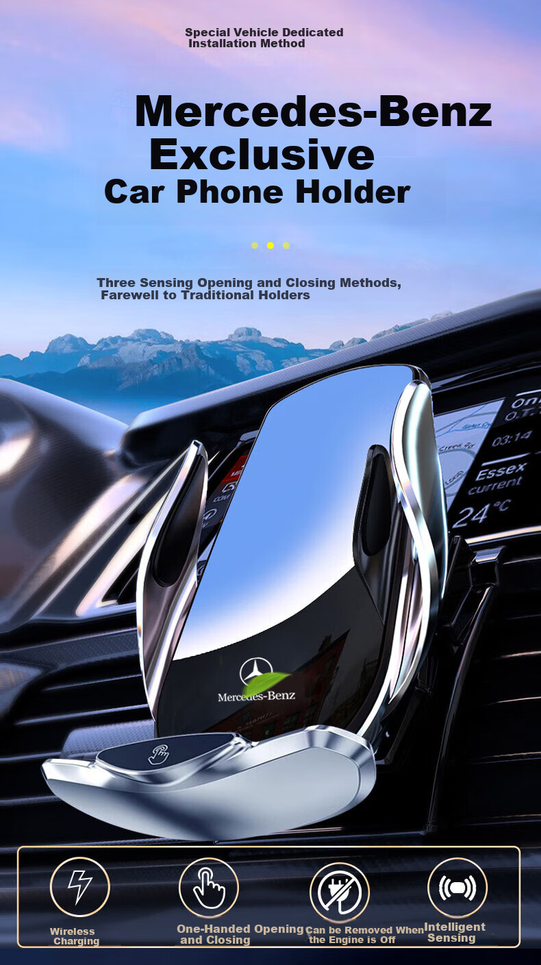 Zhicheng Car Phone Holder for Mercedes-Benz GLE/GLS, Automatic Sensor Wireless Charging, No Air Vent Obstructio 1