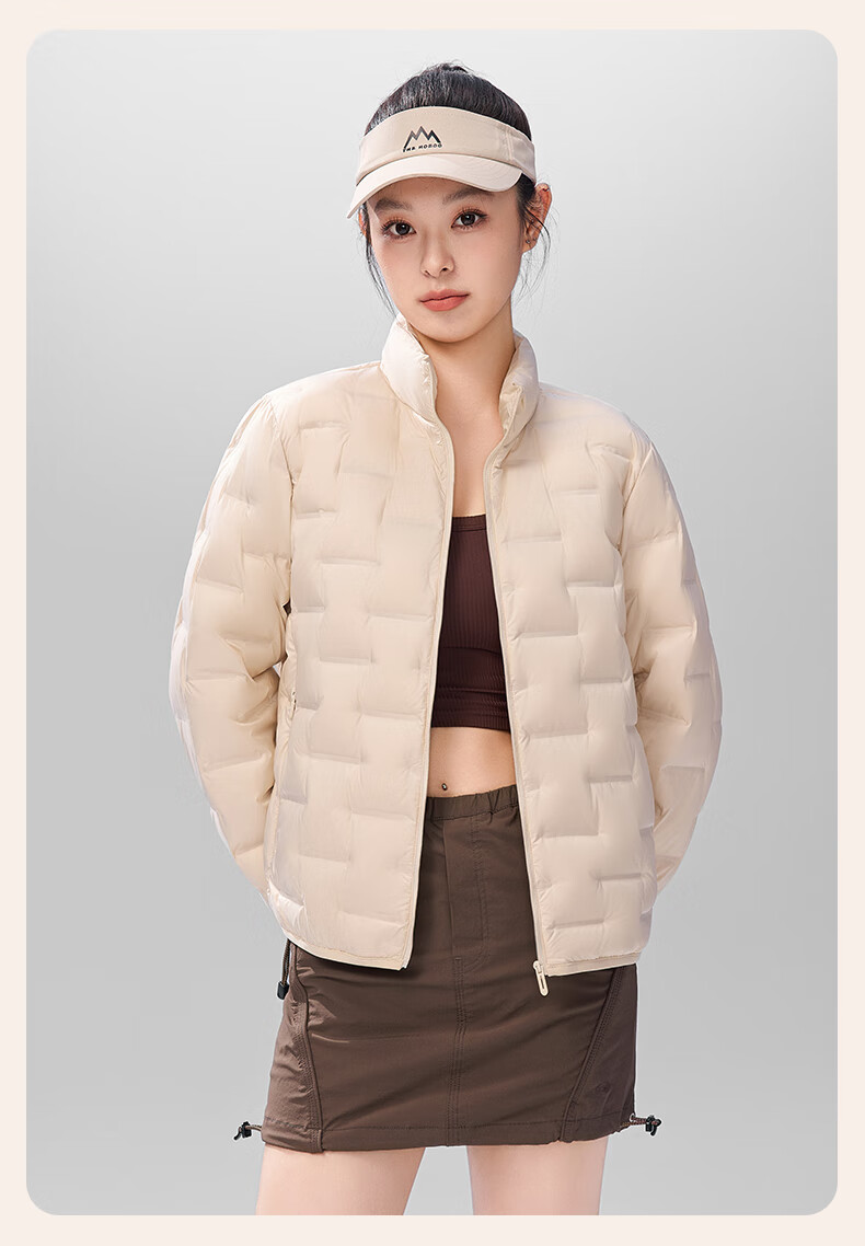 SNOWFLYING Women's Short Down Jacket 2025 Winter Korean Slim Fit Lightweight 90% Down Coat Cream Light Beige XL 21