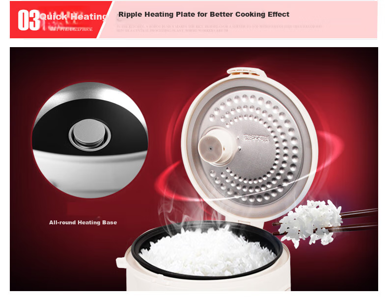 Midea Rice Cooker 3L Household Mechanical Type, Cast Heating Plate, Simple And Easy to Control, Black Crystal Inner Pot Mini Rice Cooker MB-YJ308J [ZMD Peace of Mind Series] 5