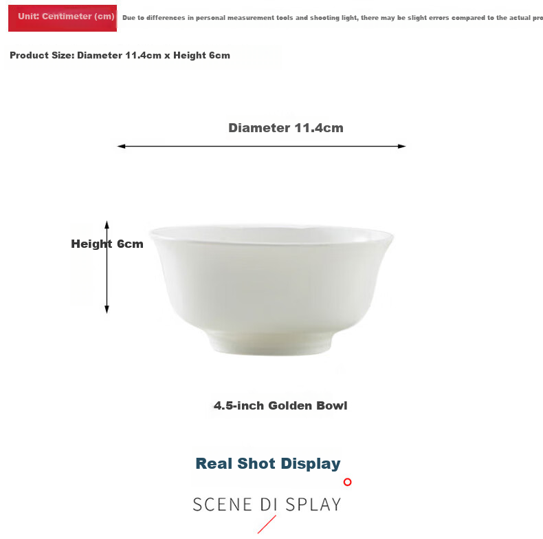 Sky Top Rice Bowl, Bone China Small Soup Bowl, Pure White Ceramic, Home And Hotel Tableware Set, 4.5-Inch Golden Bell Bowls, 10 Pieces 6
